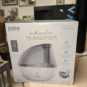 New Pure Enrichment MistAire Silver Ultrasonic Cool Mist Humidifier, 8-1/8"H x 6